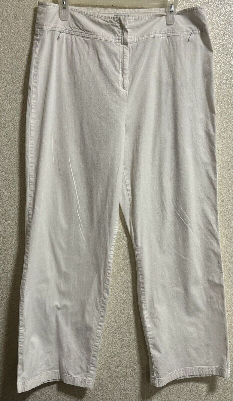 Chico's Flat Front Cropped Pants White Cotton Coastal Resort Casual Size 2.5 (L)